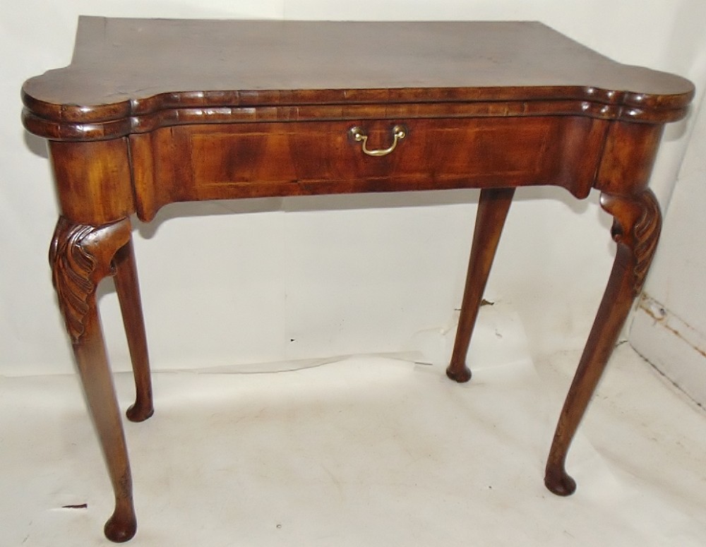 George II figured walnut card table circa 1740