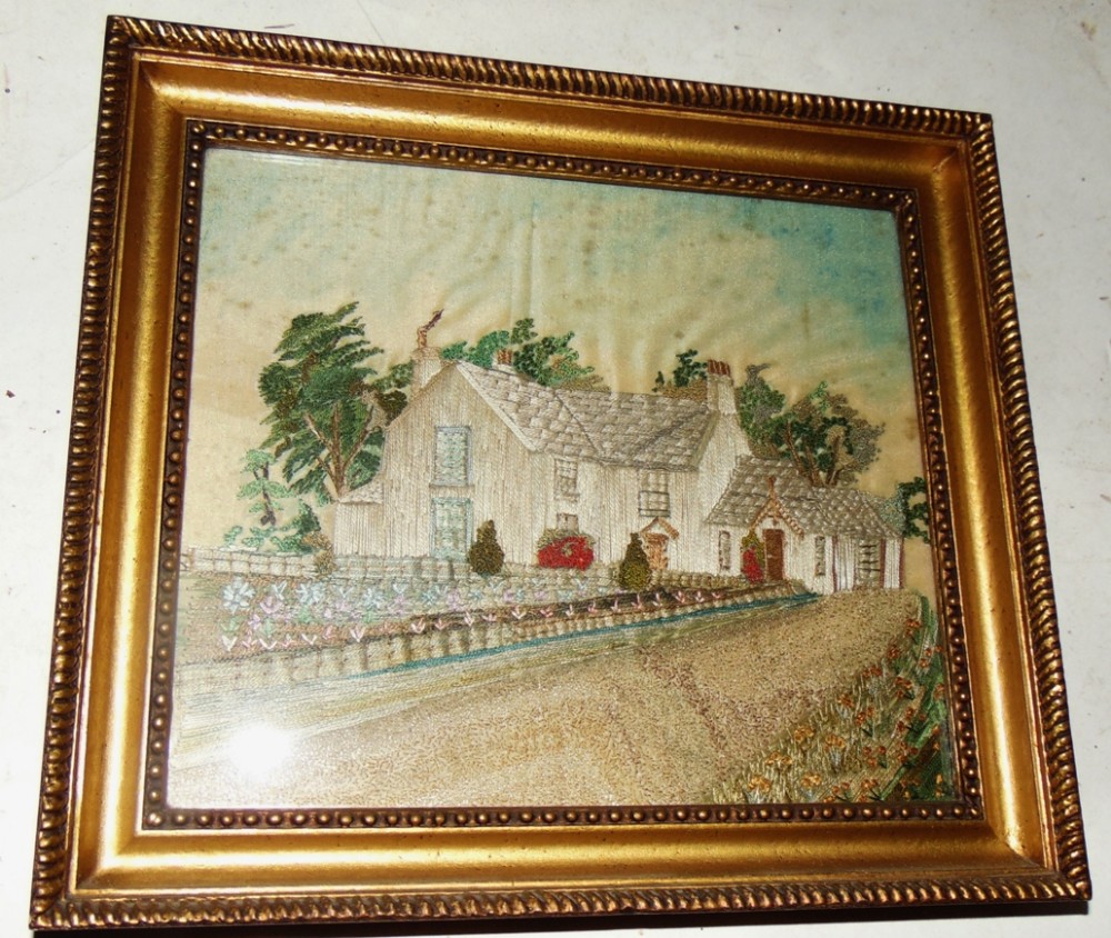 Georgian silk work picture house circa 1825