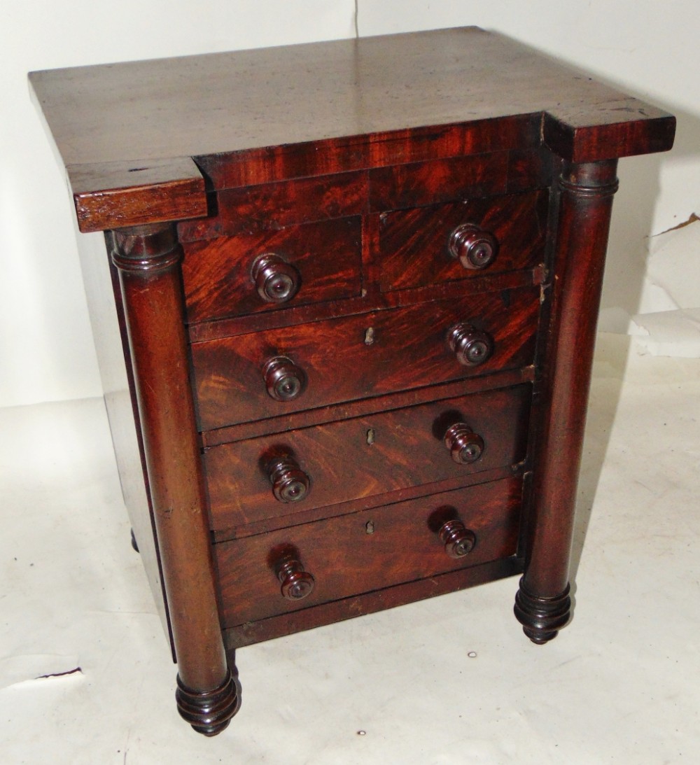 Late Georgian mahogany miniature chest circa 1830