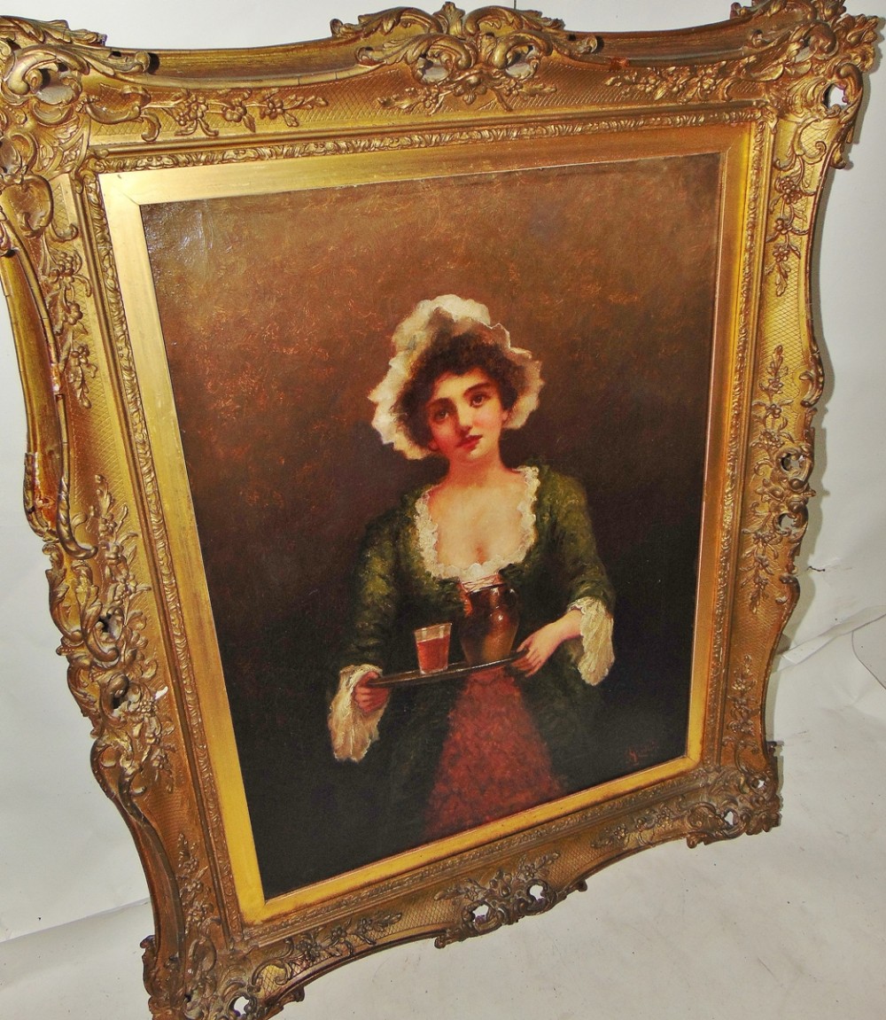 Oil portrait young lady by J.A.McColvin circa 1895