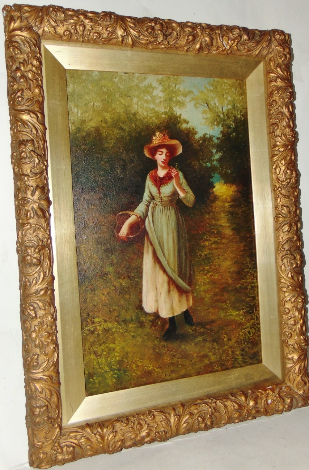 Victorian oil portrait young lady by J.A. McColvin circa 1895