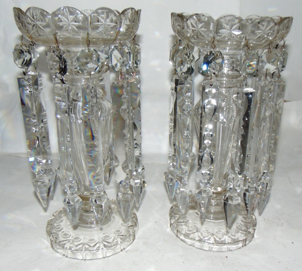 Pair Georgian glass lustres circa 1825