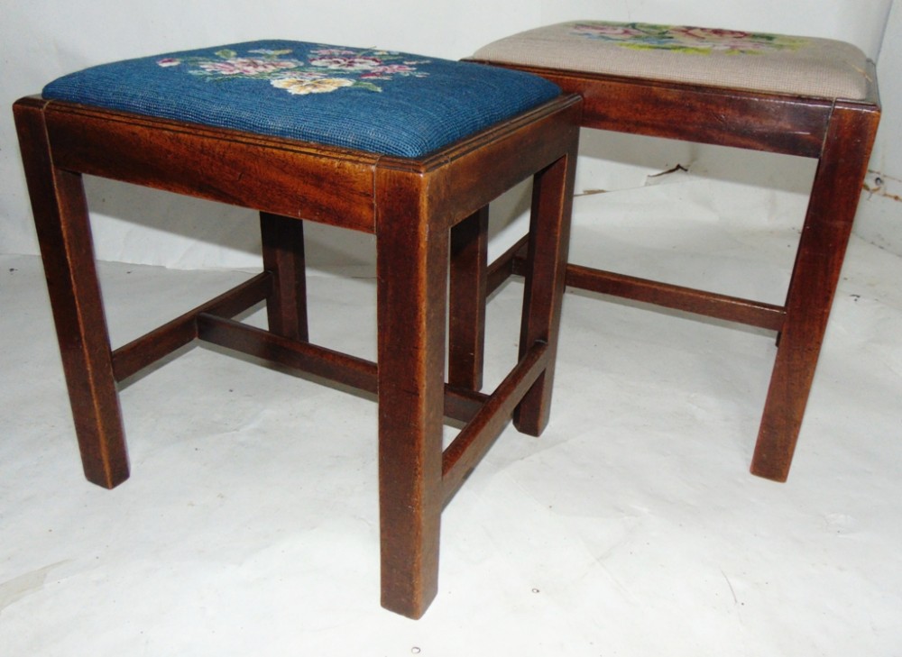 Matched pair George III mahogany stools circa 1775