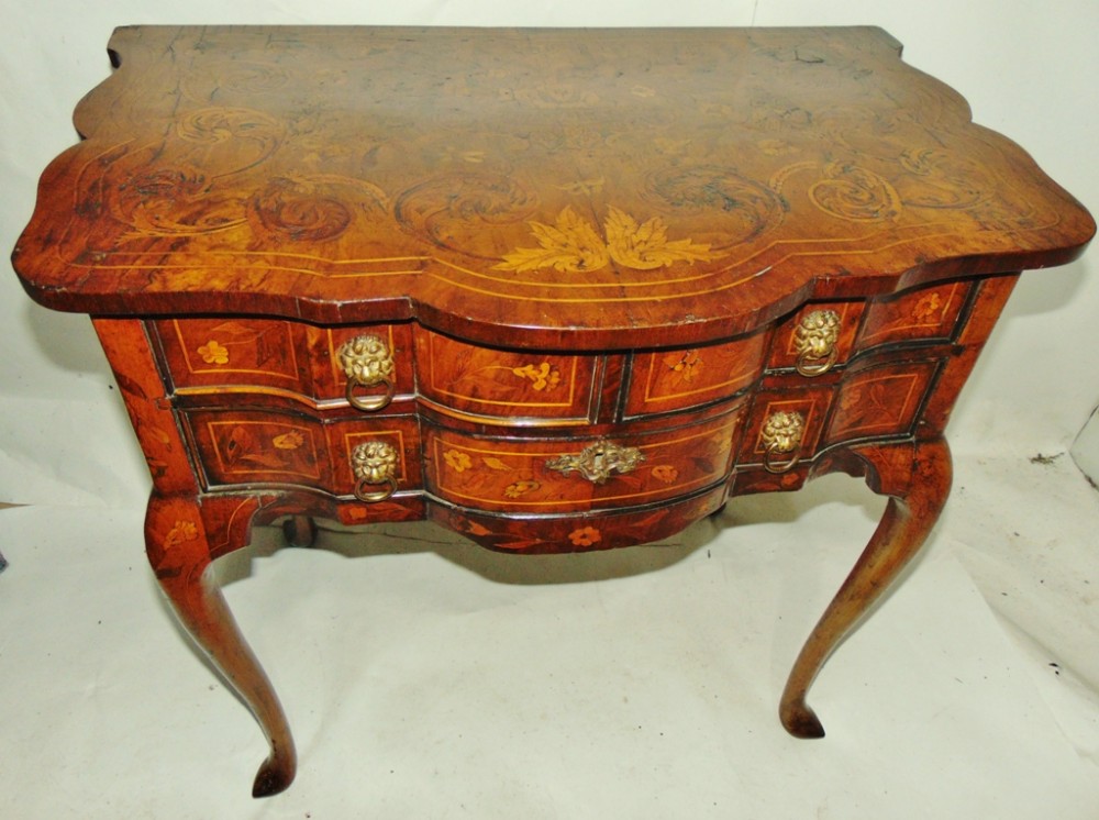 Dutch marquetry on walnut lowboy circa 1770