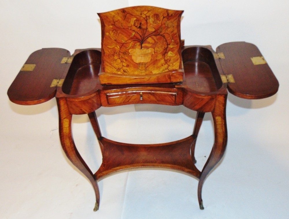 Louis XV kingwood and tulipwood marquetry poudreuse circa 1760