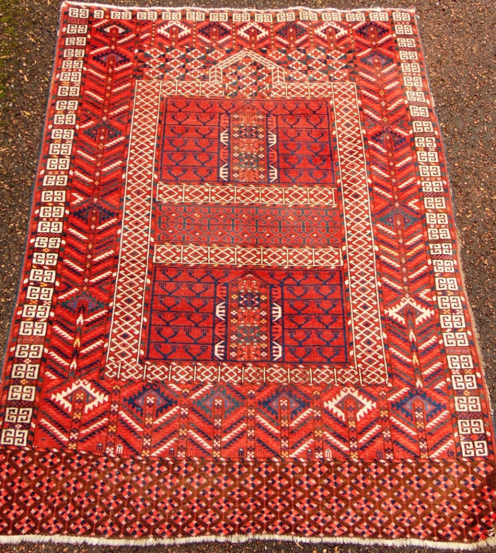 Antique Tekke Turkoman ensi rug circa 1900