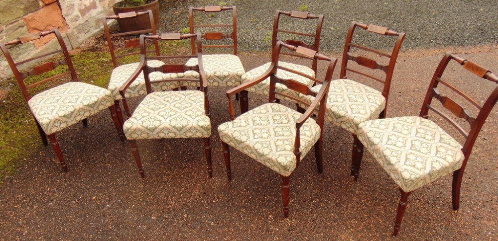 Set of 6 & 2 Georgian mahogany dining chairs circa 1810