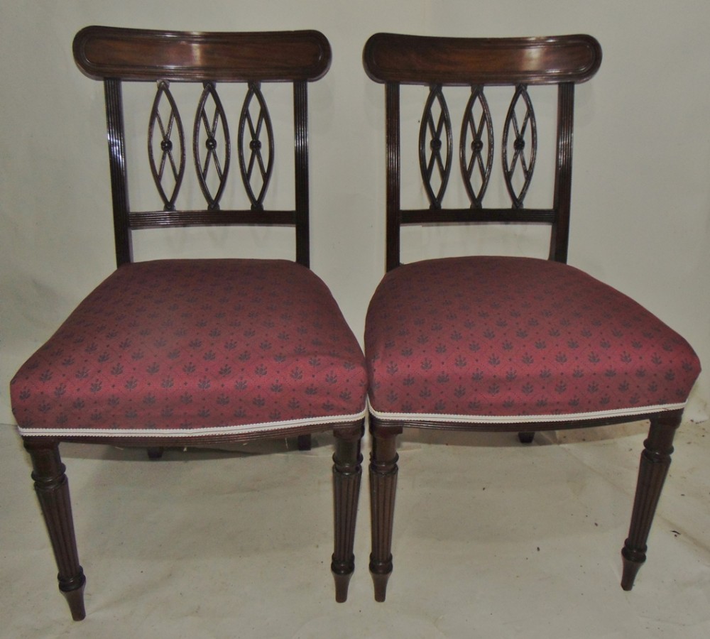 Pair Georgian mahogany side chairs circa 1815