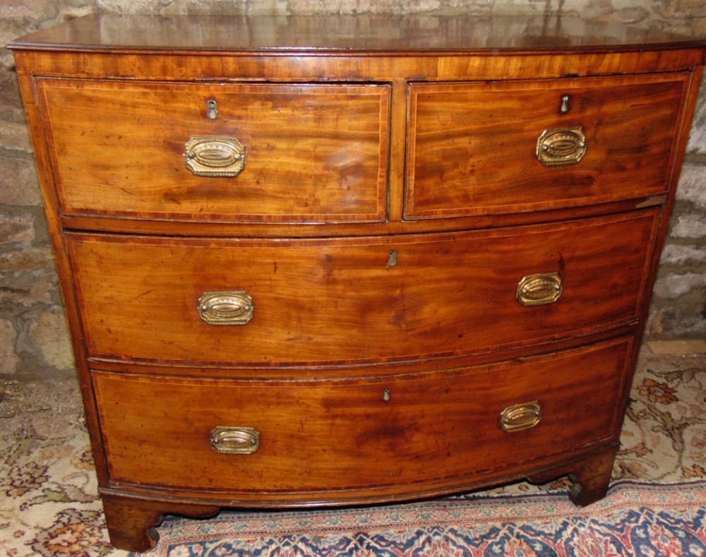 Georgian mahogany bow chest of drawers circa 1795