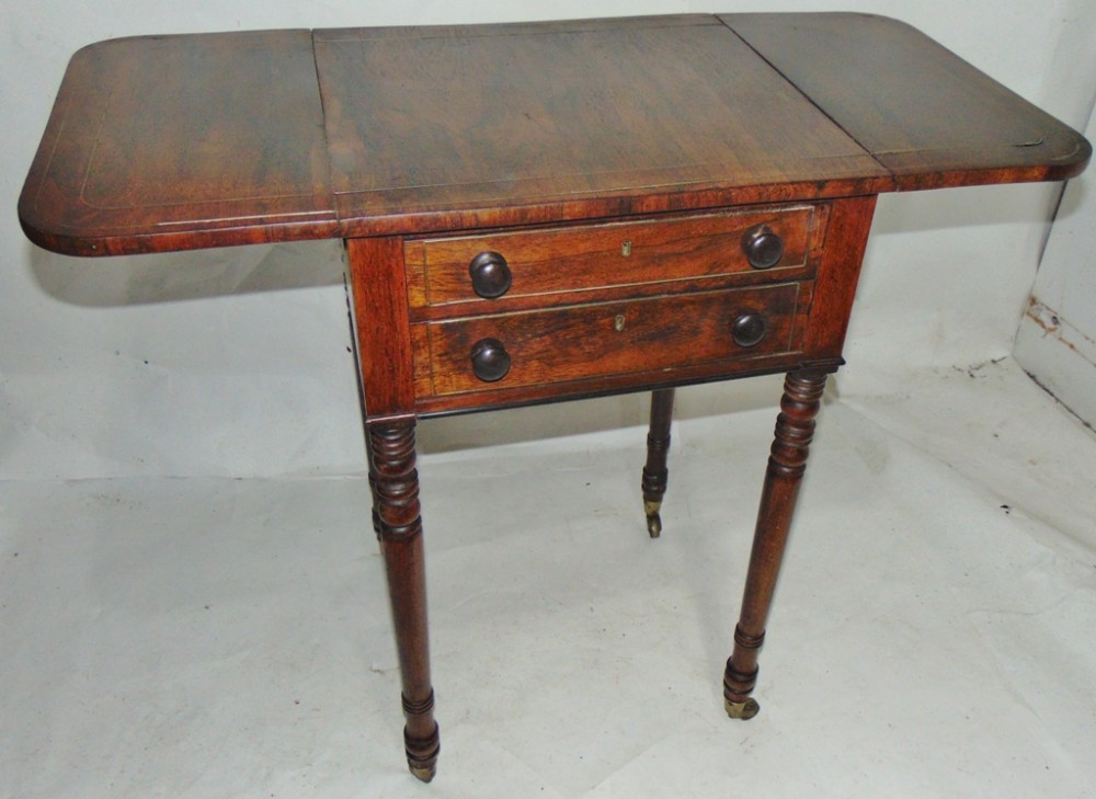 Regency rosewood brass inlaid small pembroke table circa 1820