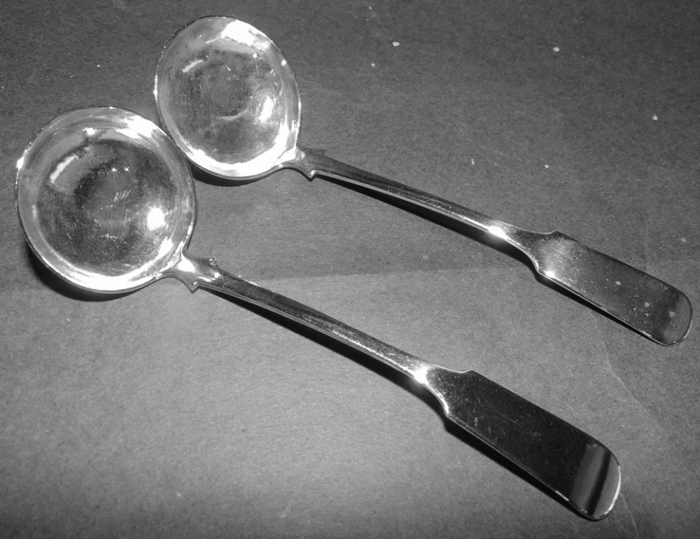 Pair Scottish silver Dundee sauce ladles circa 1830