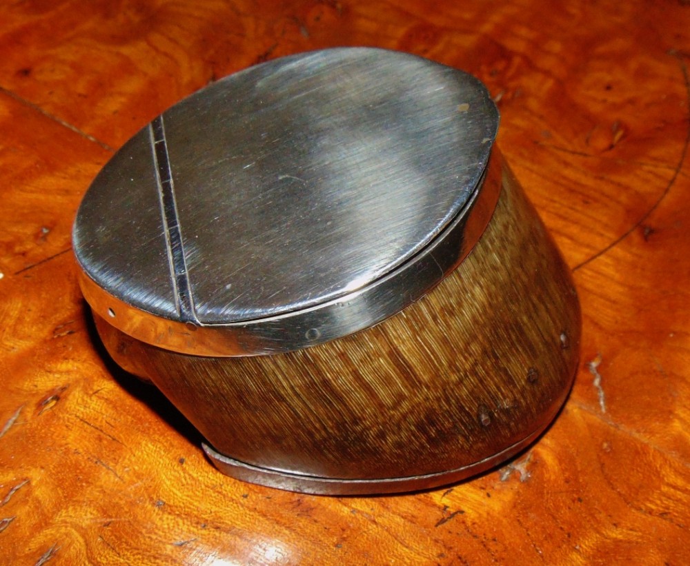 Scottish pony hoof & silver mounted snuff mull circa 1850