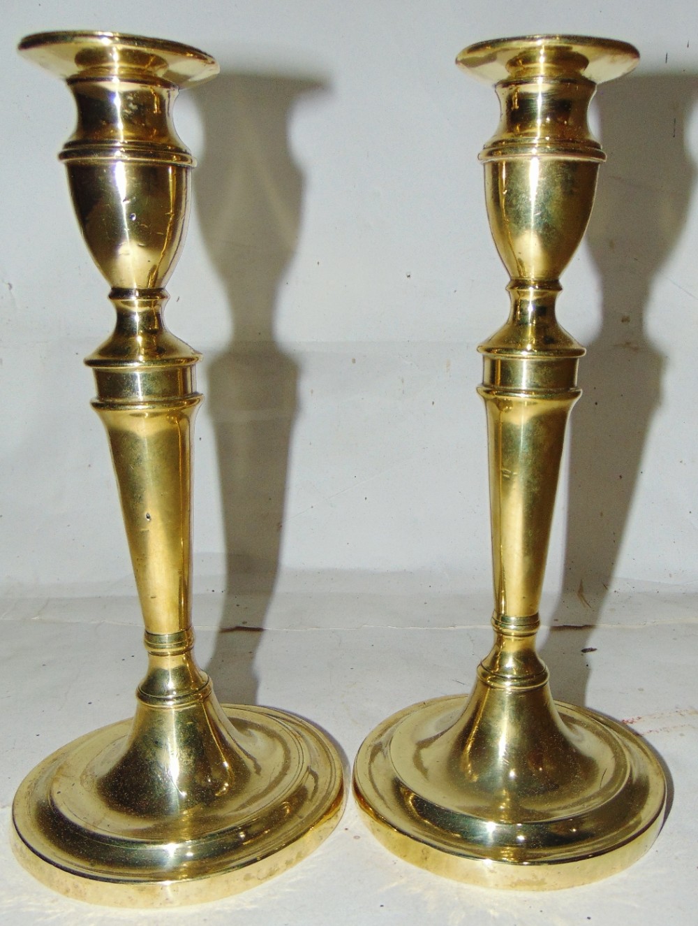 Pair Georgian brass candlesticks circa 1790
