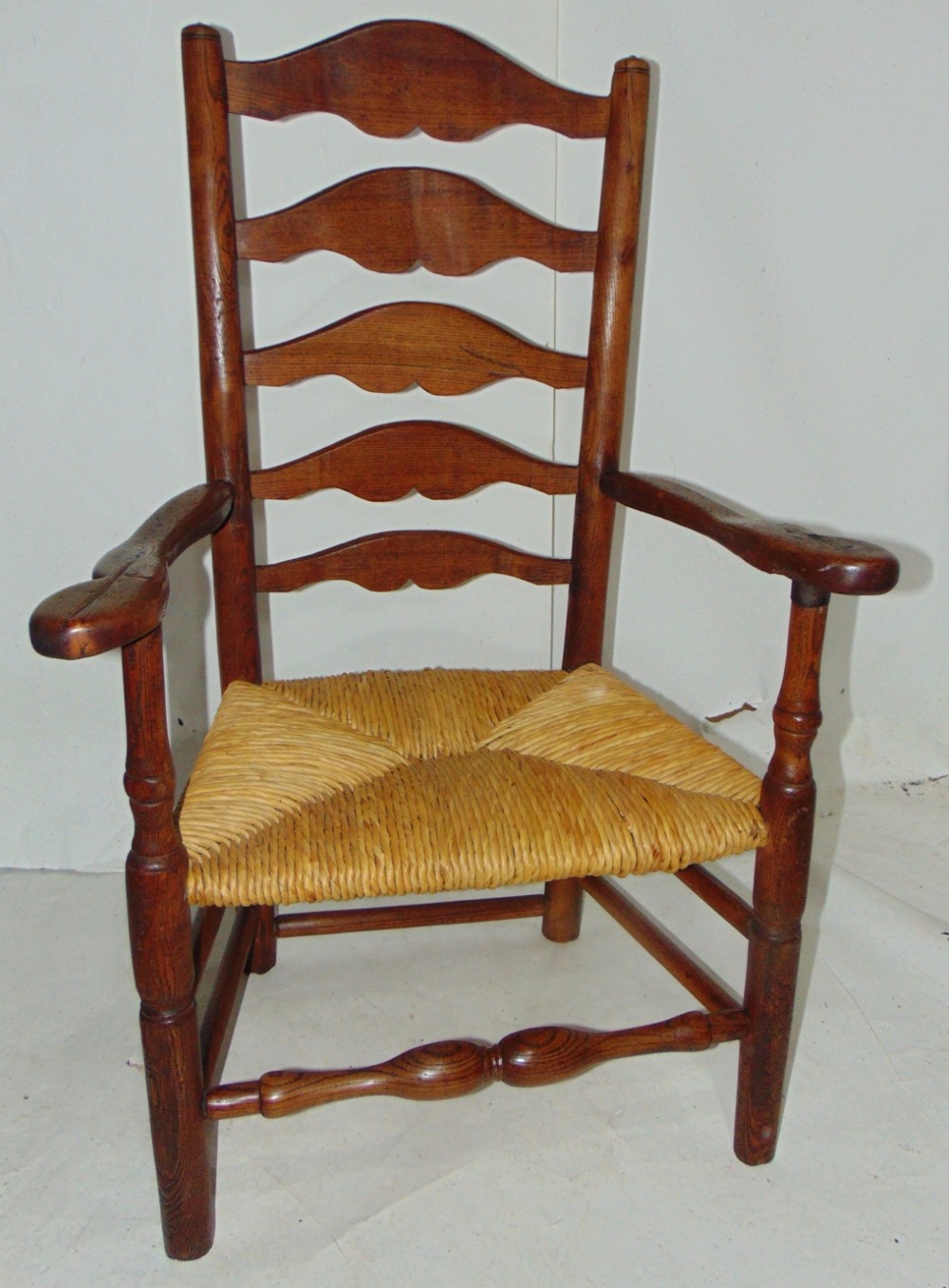 Georgian elm ladder back arm chair circa 1800