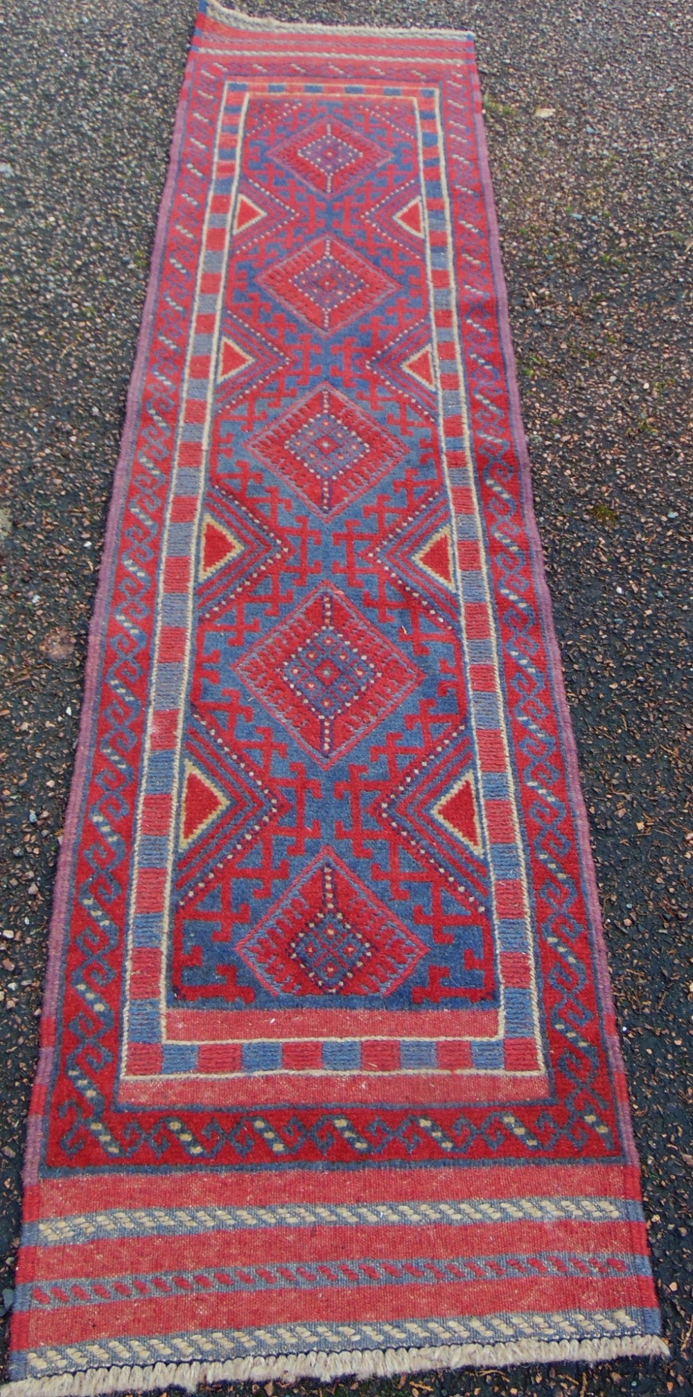 Unusually narrow antique Afghan runner circa 1930