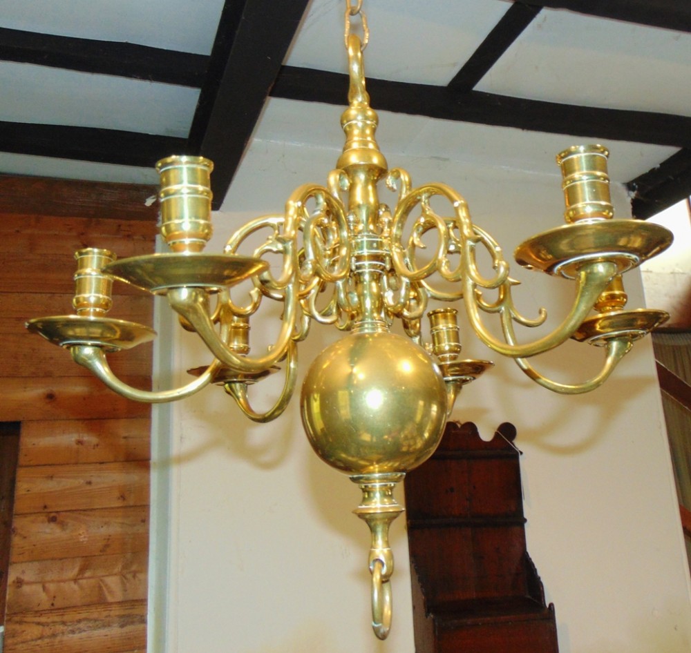 Dutch brass chandelier circa 1780