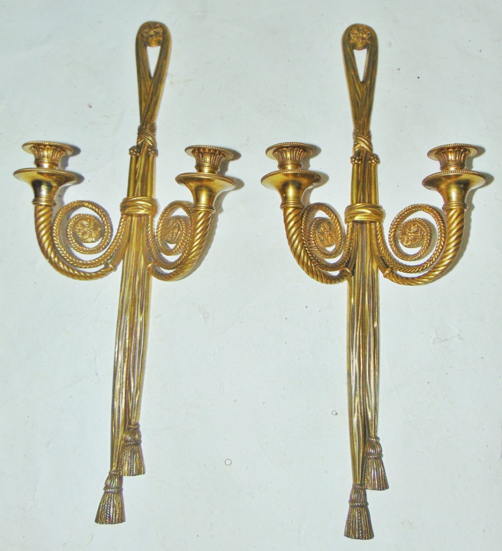 Pair Louis XVI ormolu wall lights circa 1780