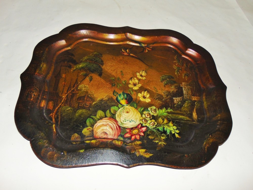 Victorian decorated papier mache tray circa 1850