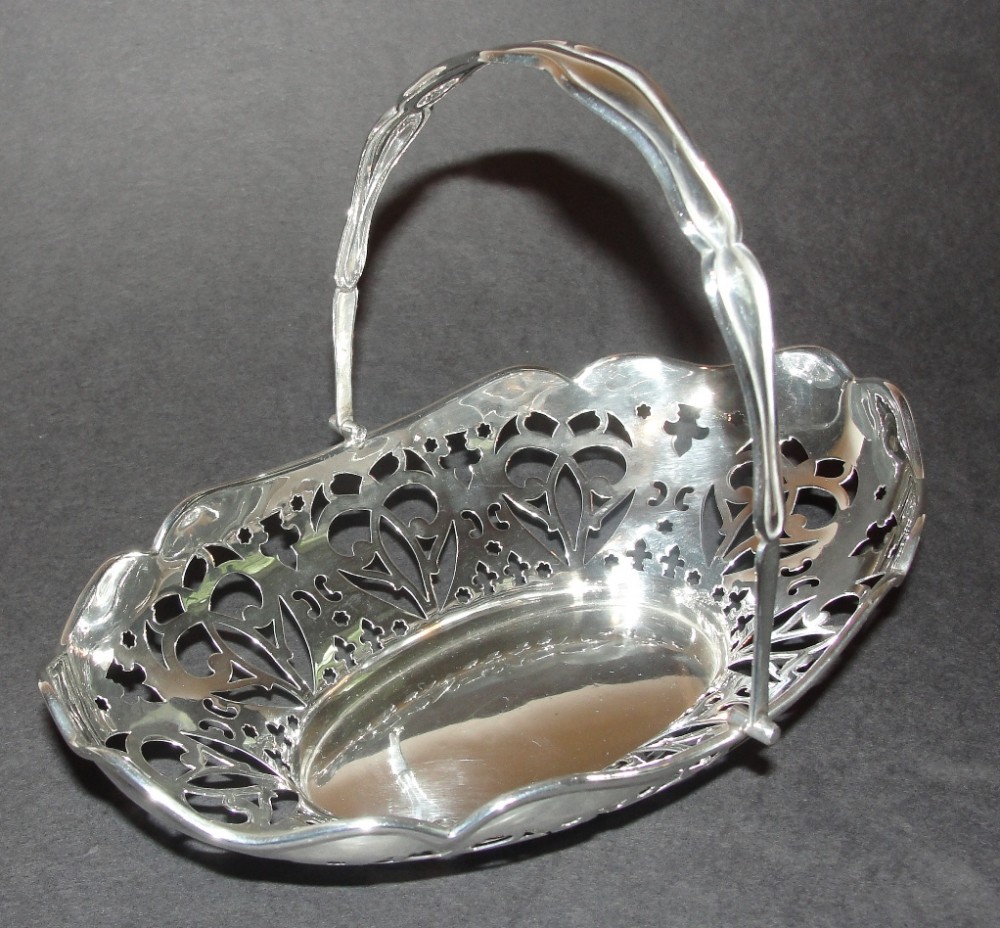 Edwardian silver nut basket 1910