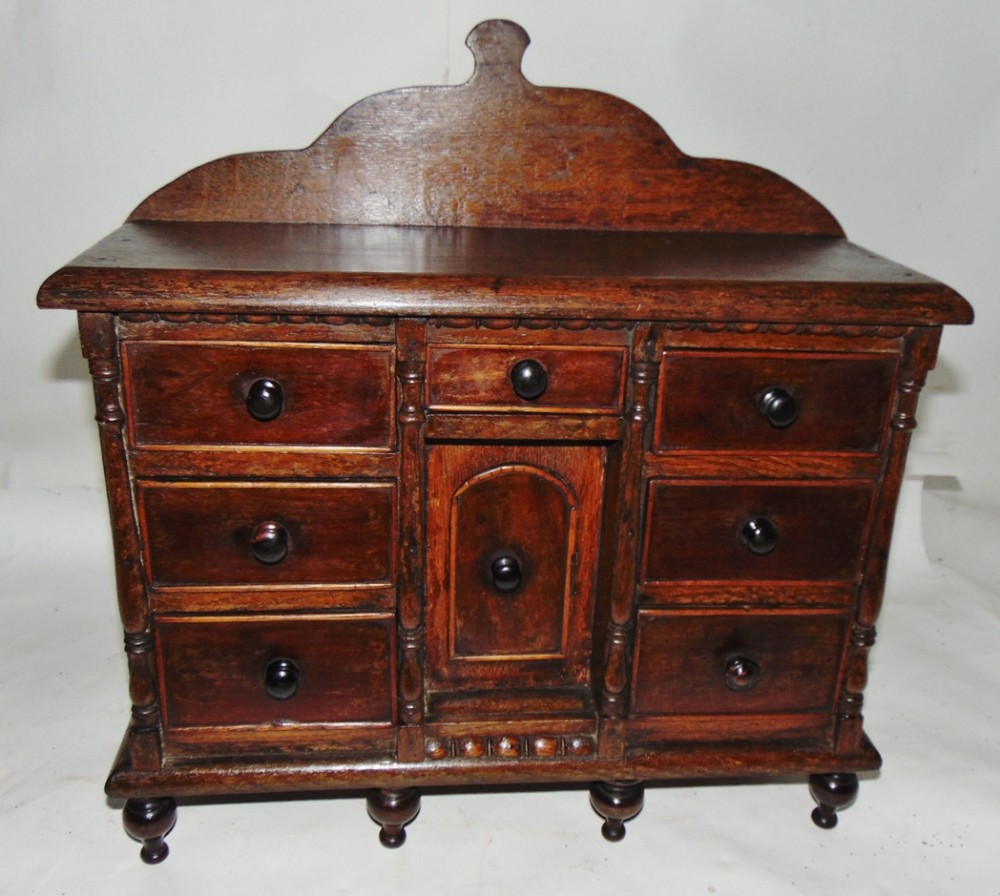 Welsh oak miniature dresser board spice cabinet circa 1820