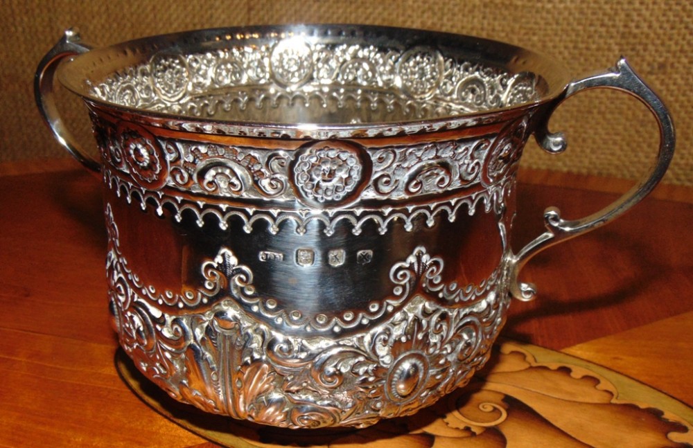 Glasgow solid silver porringer 1894