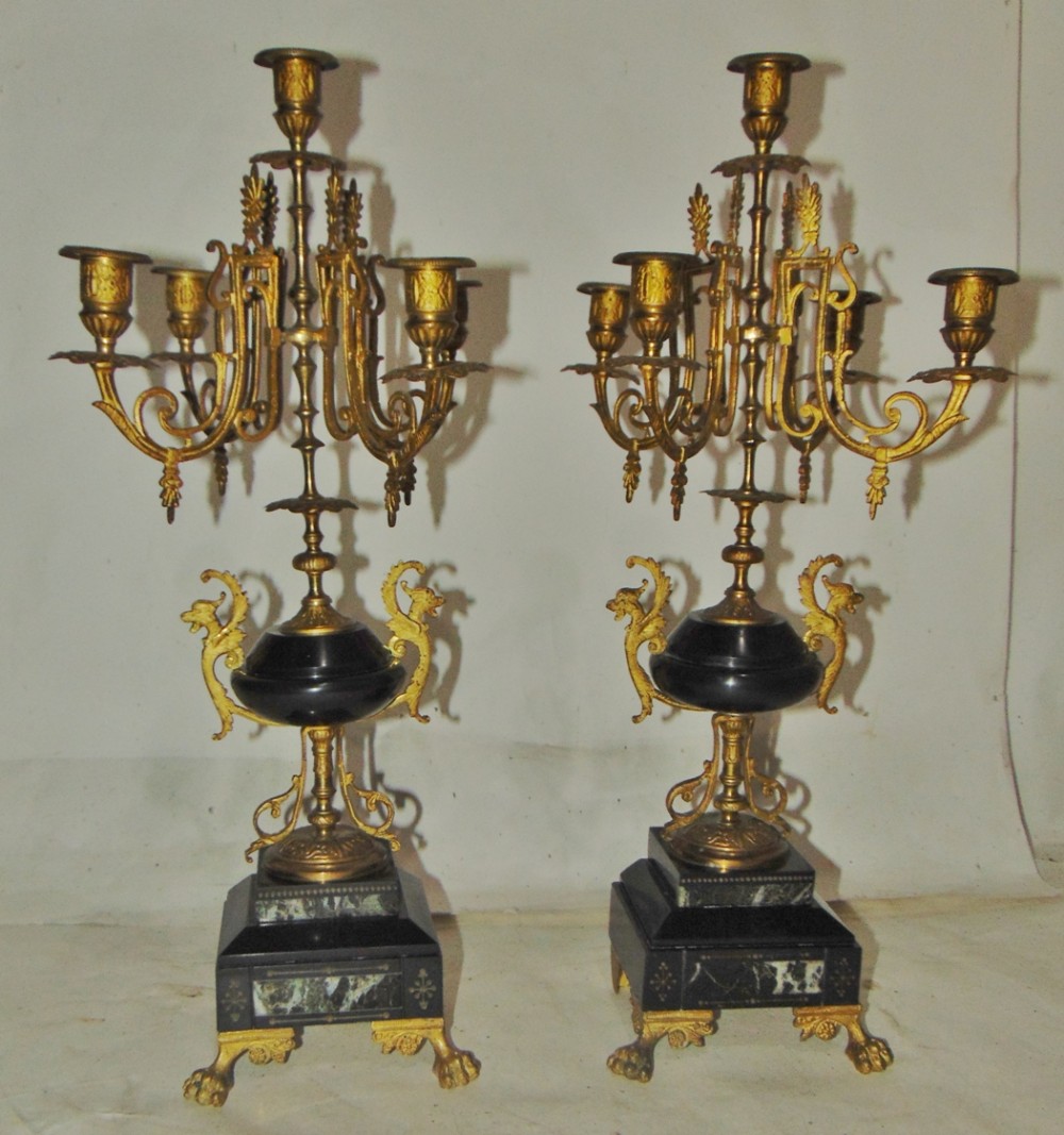 Pair ormolu and marble candelebra  circa 1870