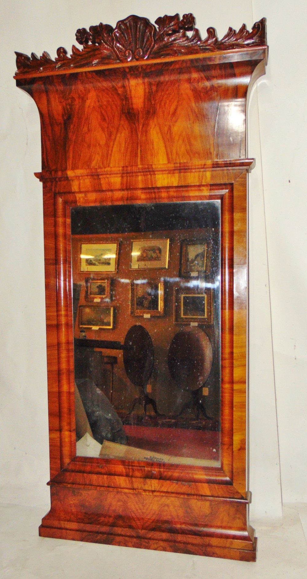 Large Biedermeier olive wood pier mirror circa 1830