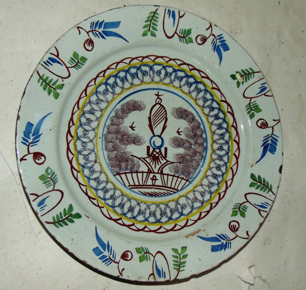 Large Bristol delft charger circa 1760