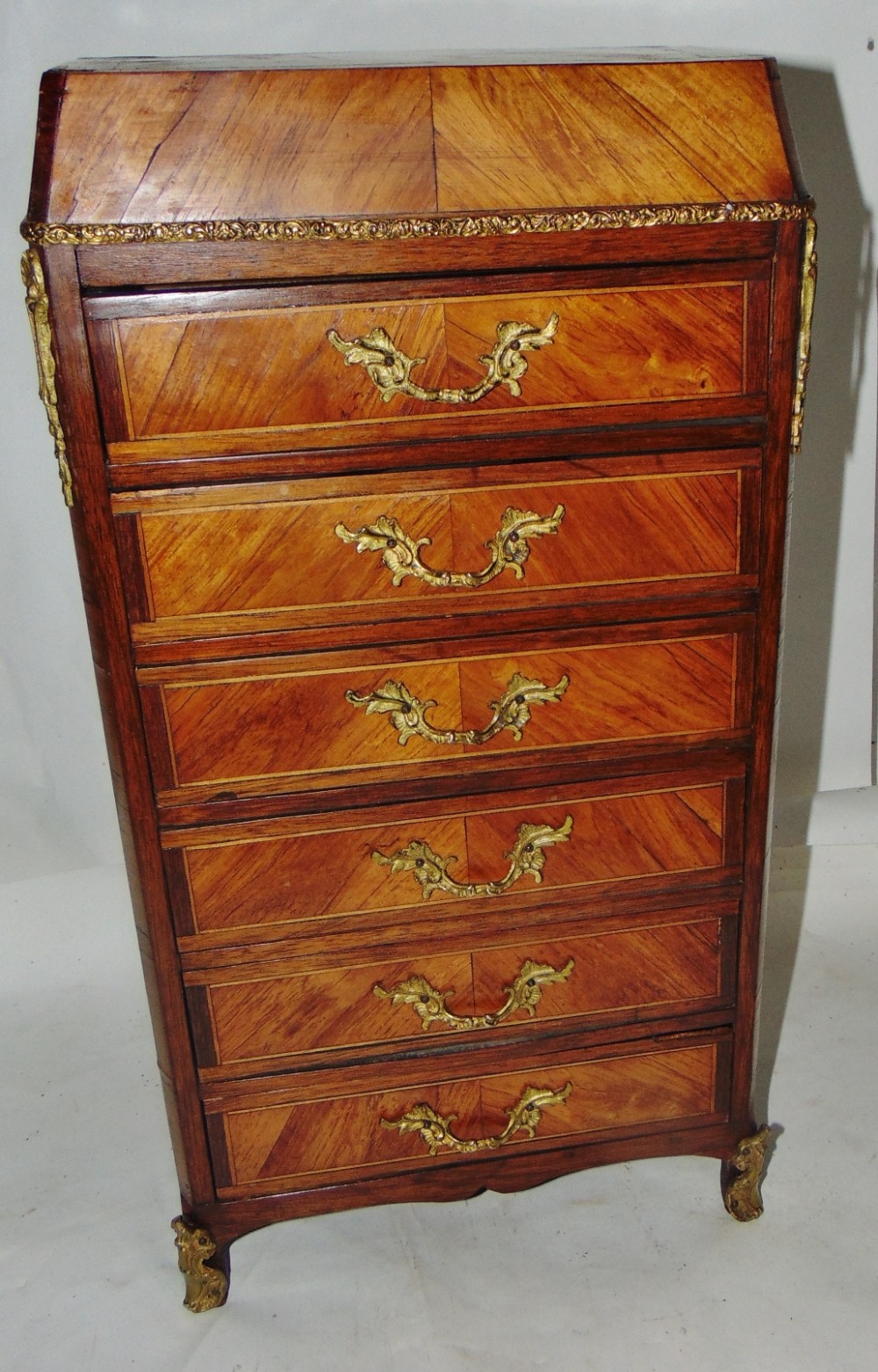 French tulipwood tall miniature chest circa 1879
