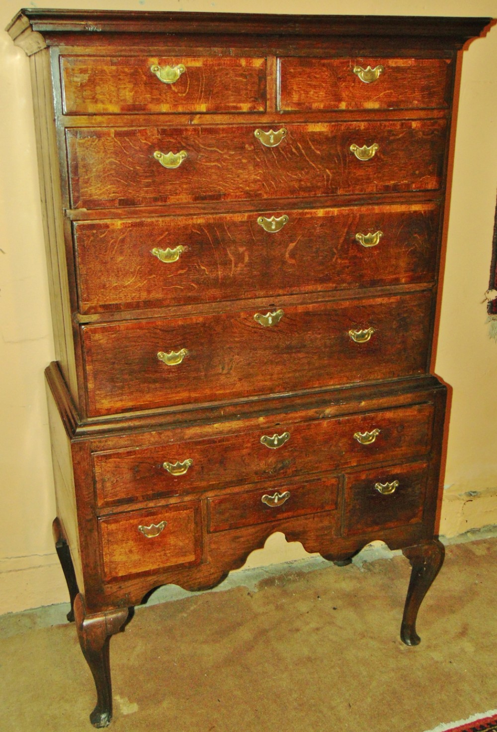 George II oak chest on stand circa 1745