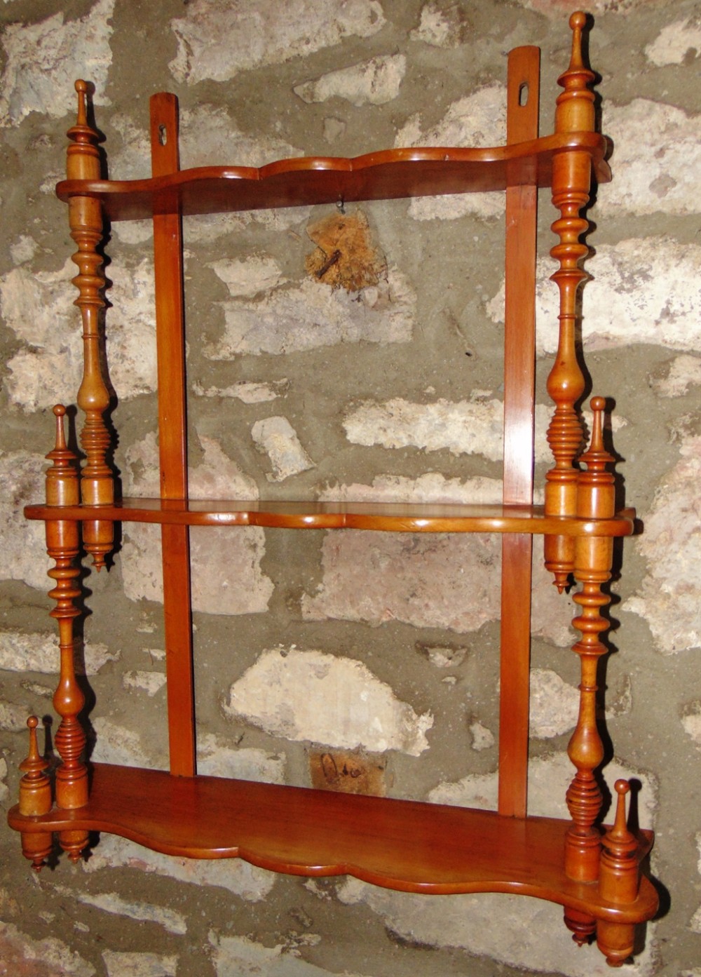 Set Victorian fruitwood hanging shelves circa 1860