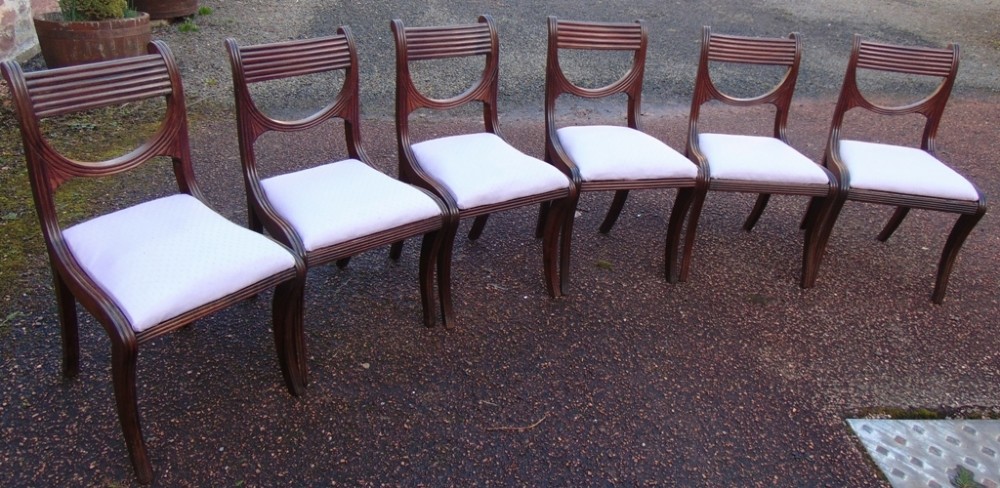 Set 6 Scottish Regency mahogany dining chairs circa 1810