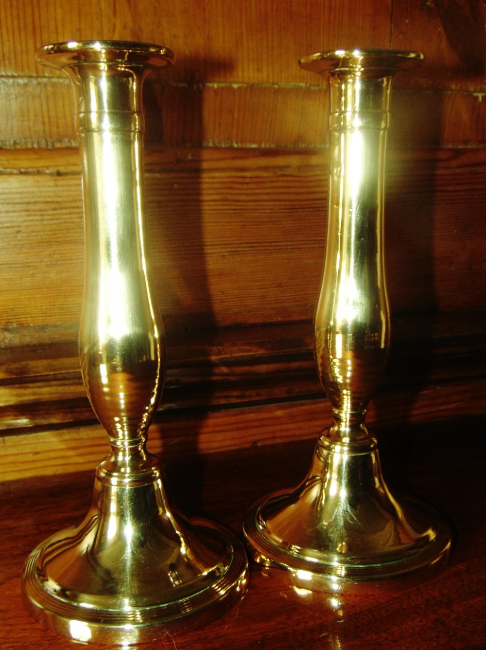 Pair Georgian brass candlesticks circa 1800