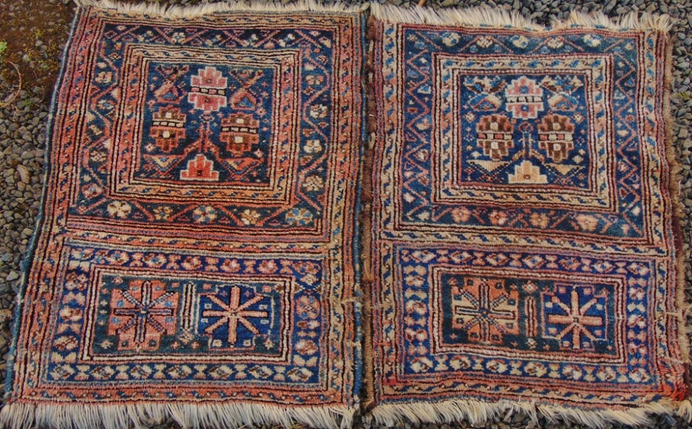 Pair Antique Persian Kurdish bagfaces circa 1920
