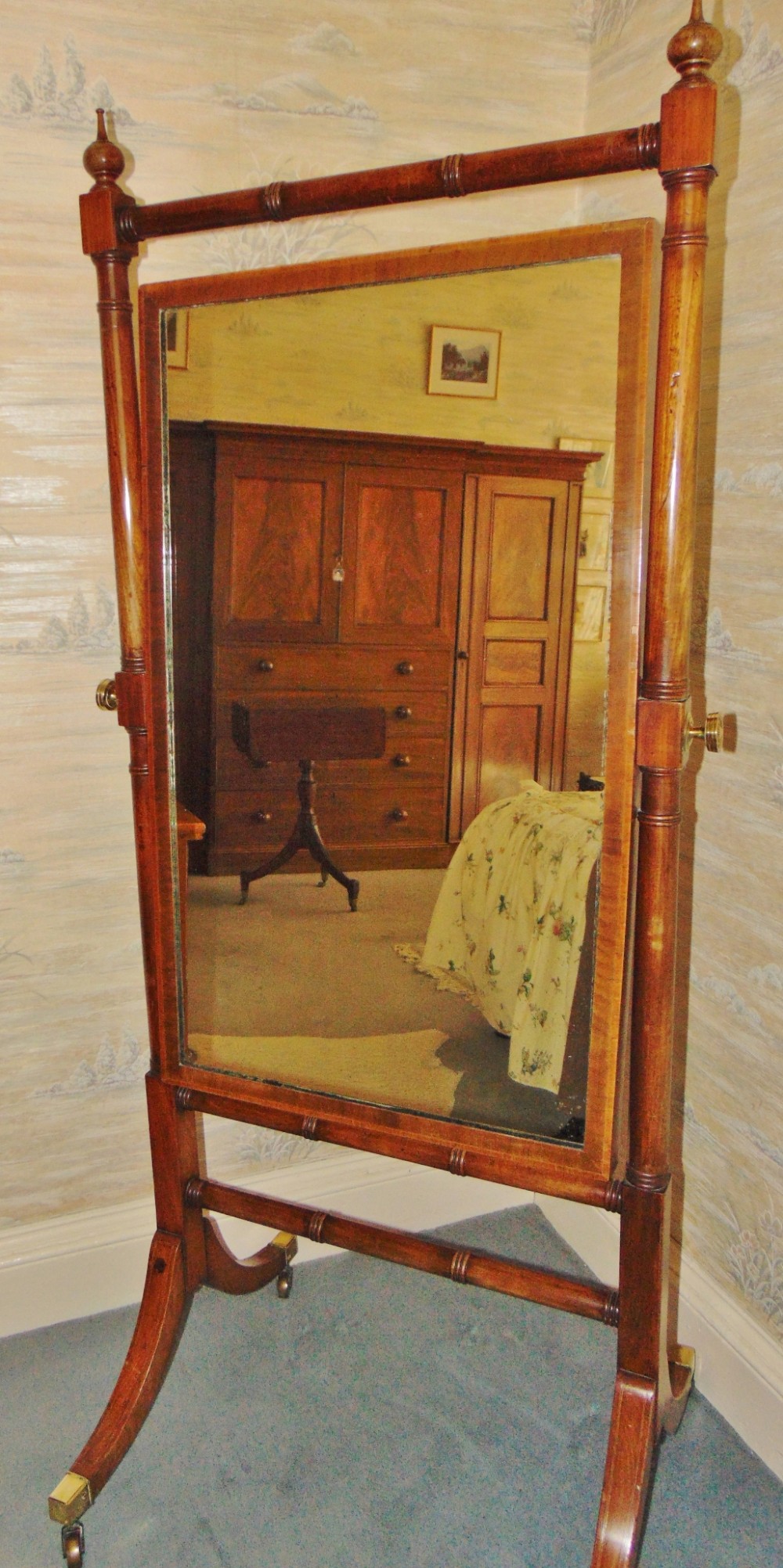 Scottish Georgian mahogany cheval mirror circa 1800