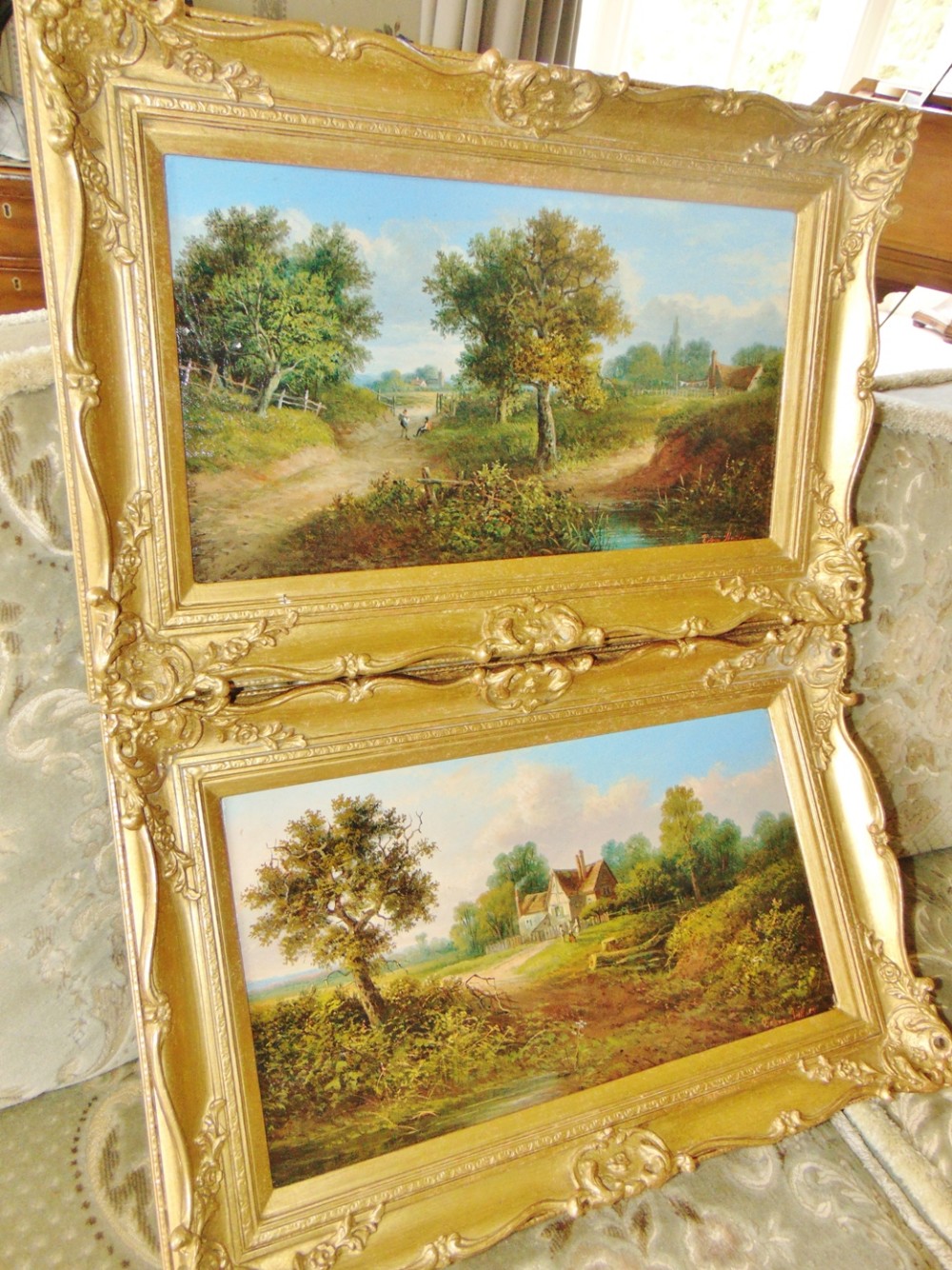 Pair oils landscapes by Edwin Buttery Circa 1875