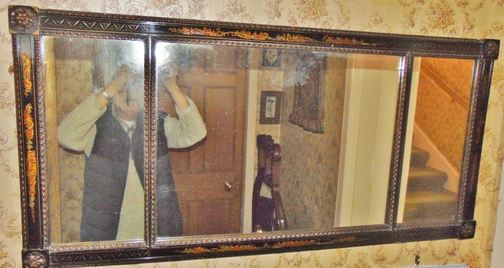Edwardian lacquered overmantle mirror circa 1910