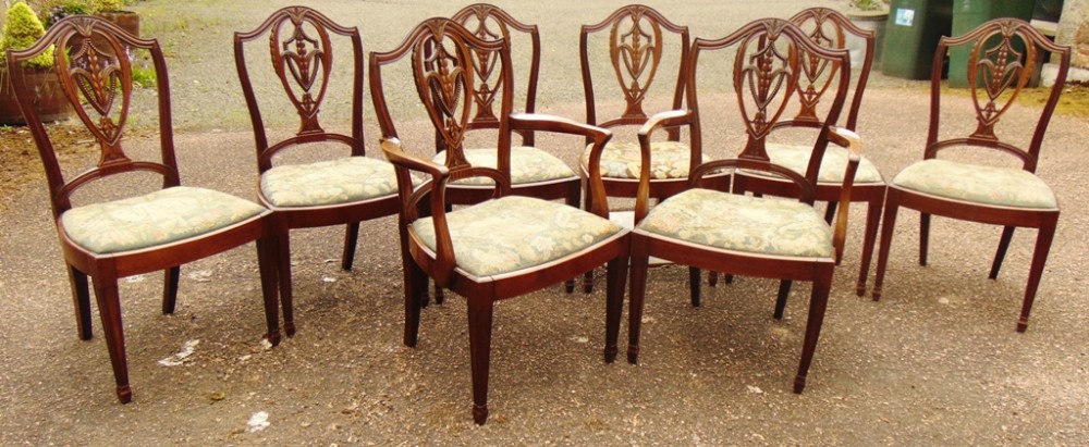 Set 8 Hepplewhite style mahogany dining chairs circa 1910