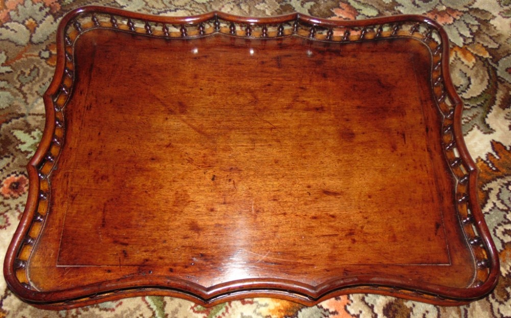 George III Chippendale mahogany gallery tray circa 1765