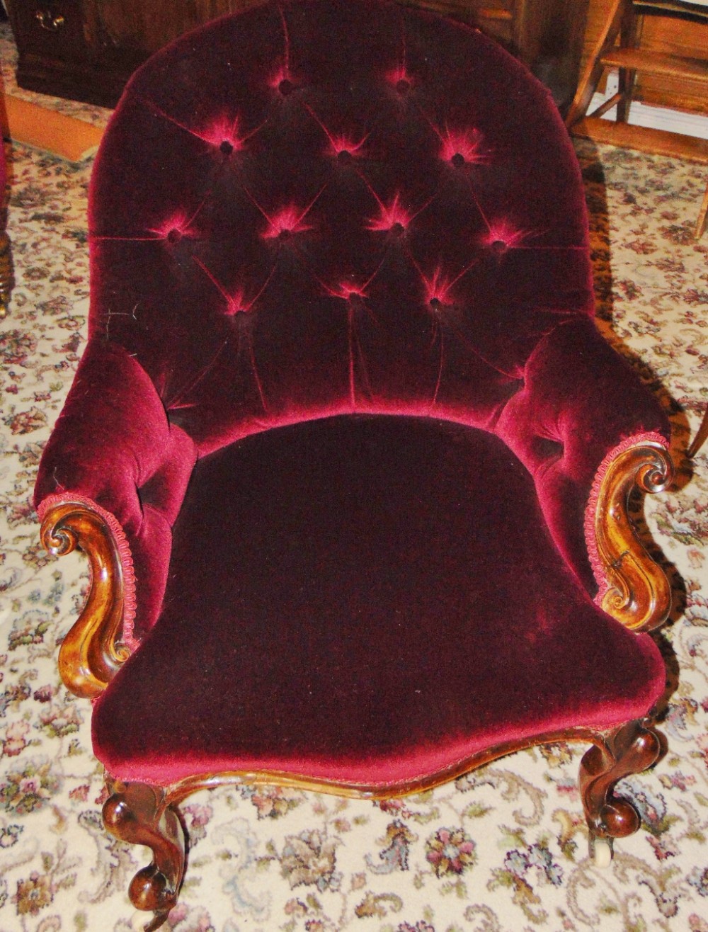 Victorian walnut ladies chair circa 1850