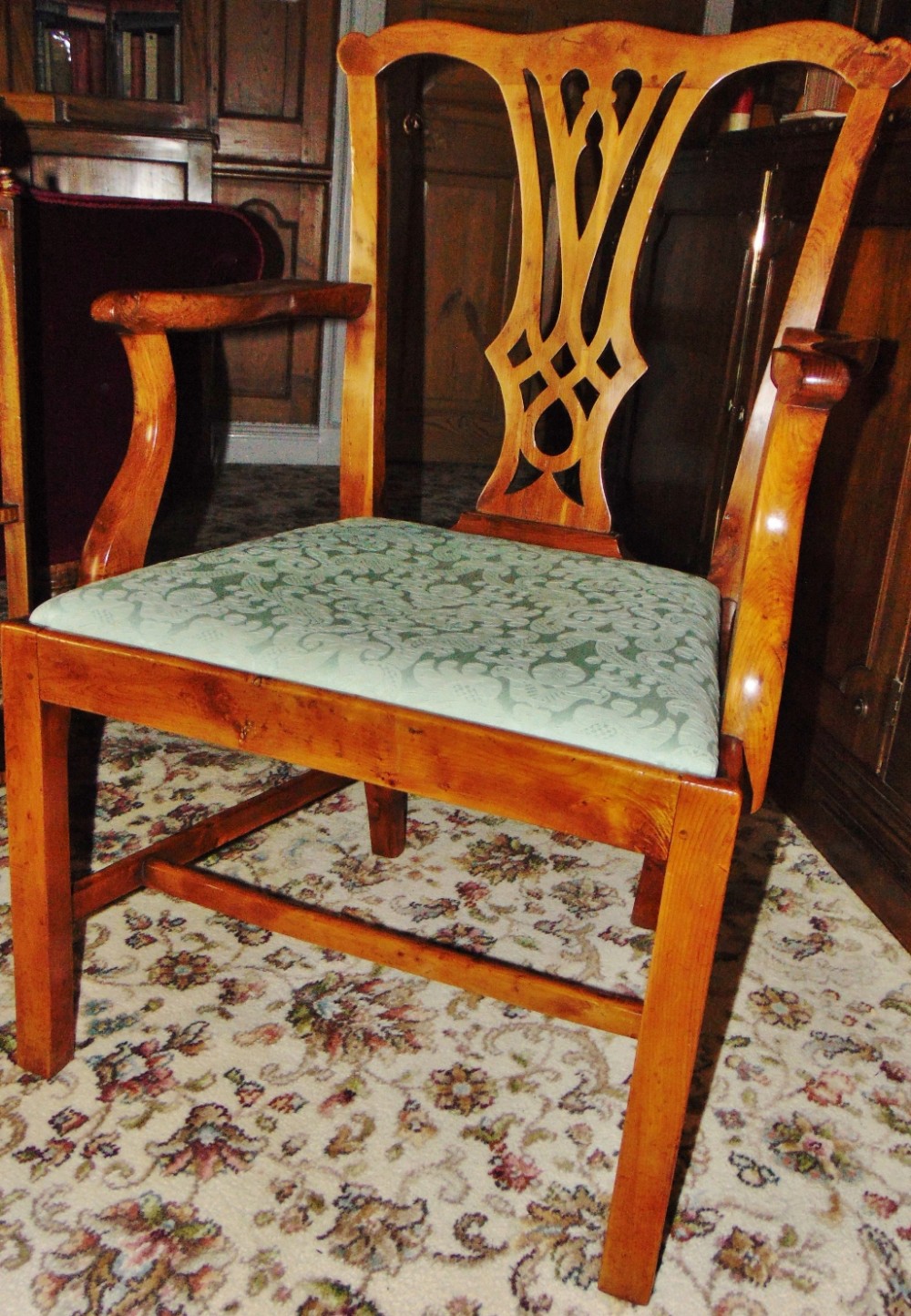 George III solid yew-wood elbow chair circa 1770
