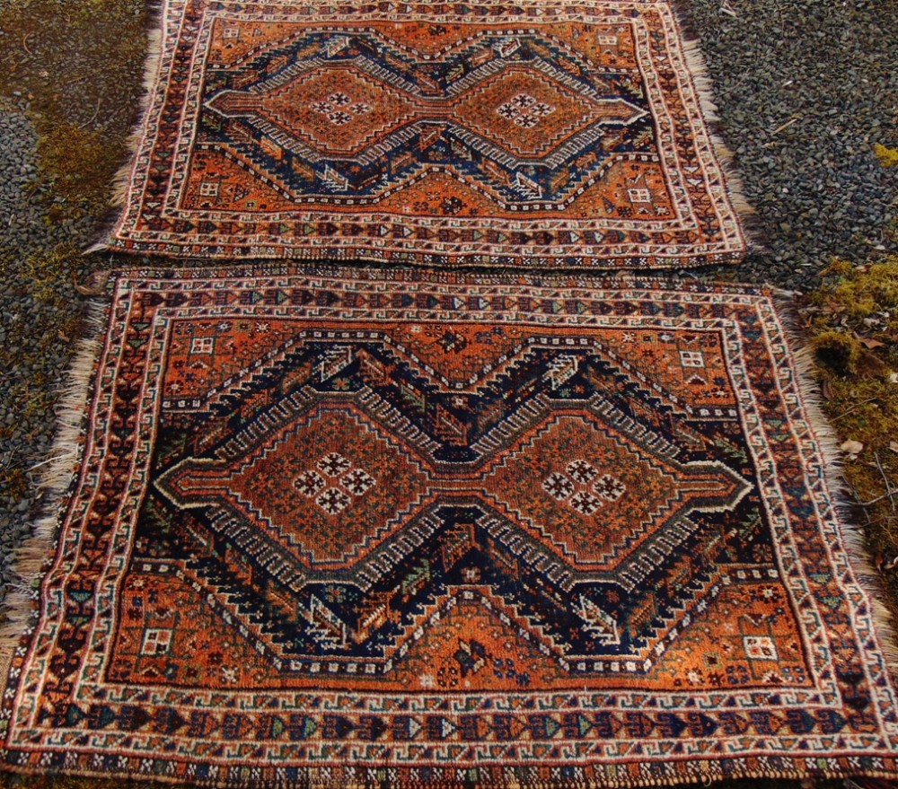 Pair antique Persian Shiraz rugs circa 1920