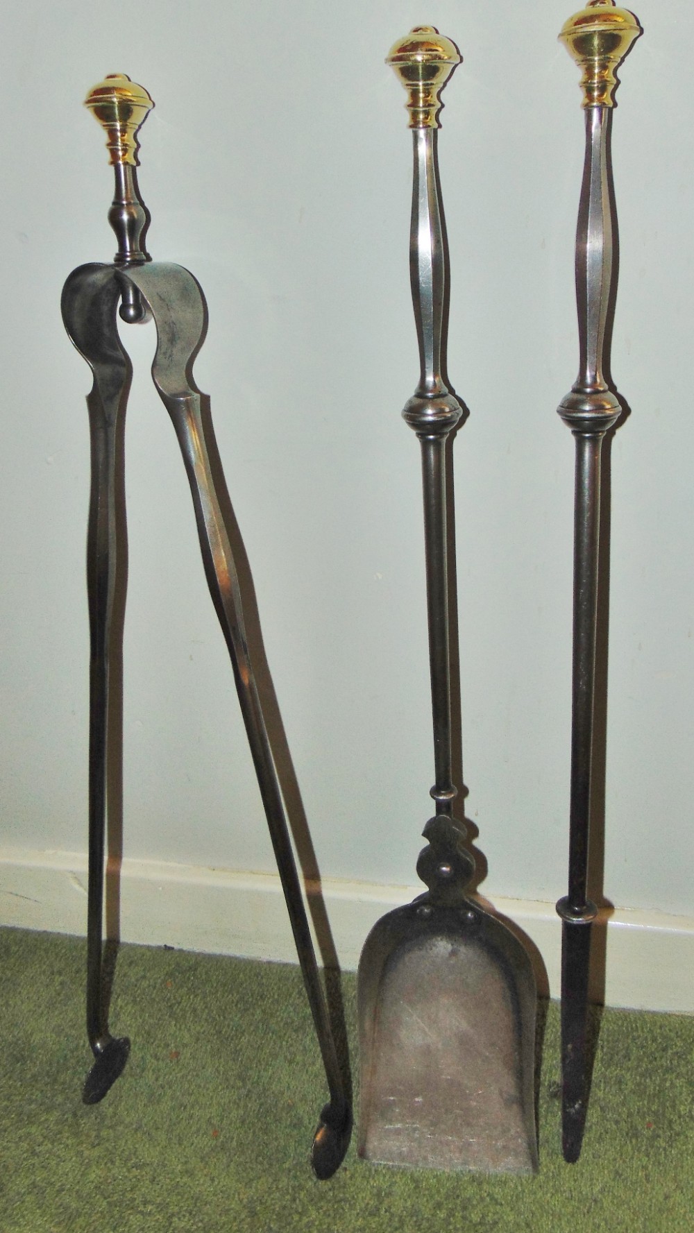 Fine set Georgian steel fire irons circa 1800