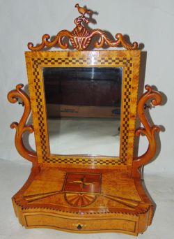 SWEDISH BIRCH INLAID DRESSING MIRROR CIRCA 1840