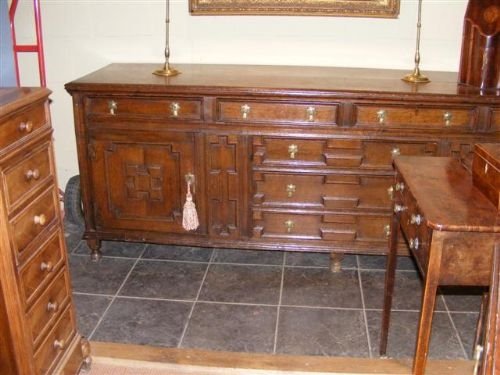fig 1. A Georgian Oak Geometrically Moulded Dresser Base.