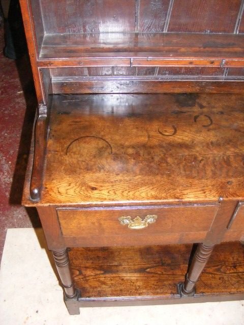 fig 1. Small Georgian Oak Potboard Dresser with Rack.