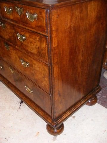 fig 2. Early 18th century Walnut chest of drawers.