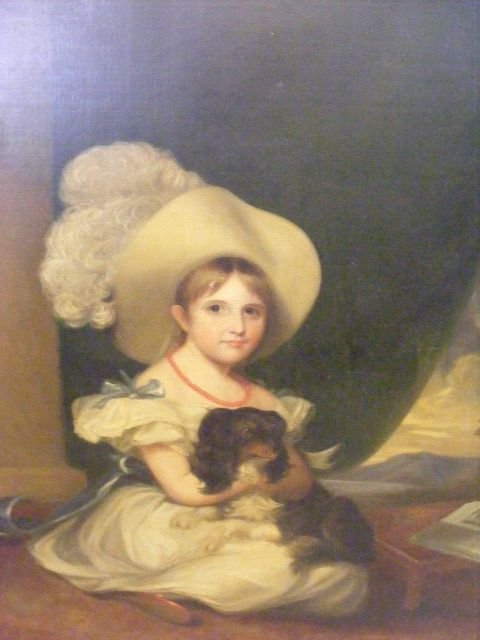 fig 1. Lovely mid 19th Century Portrait of young girl with King Charles Spaniel
