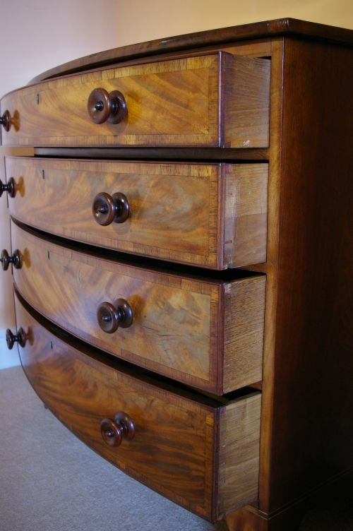 fig 1. Regency Bowfront Mahogany Chest of Drawers