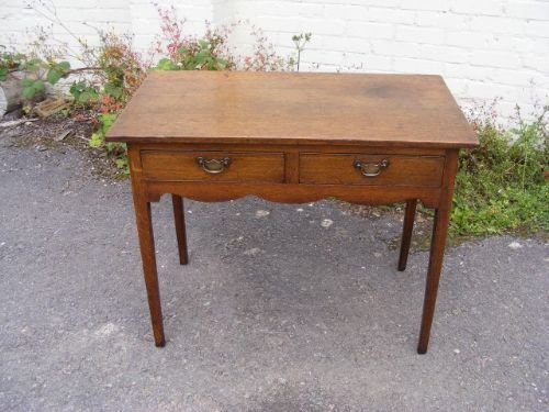 Charming Geo III Oak Two Drawer Side Table